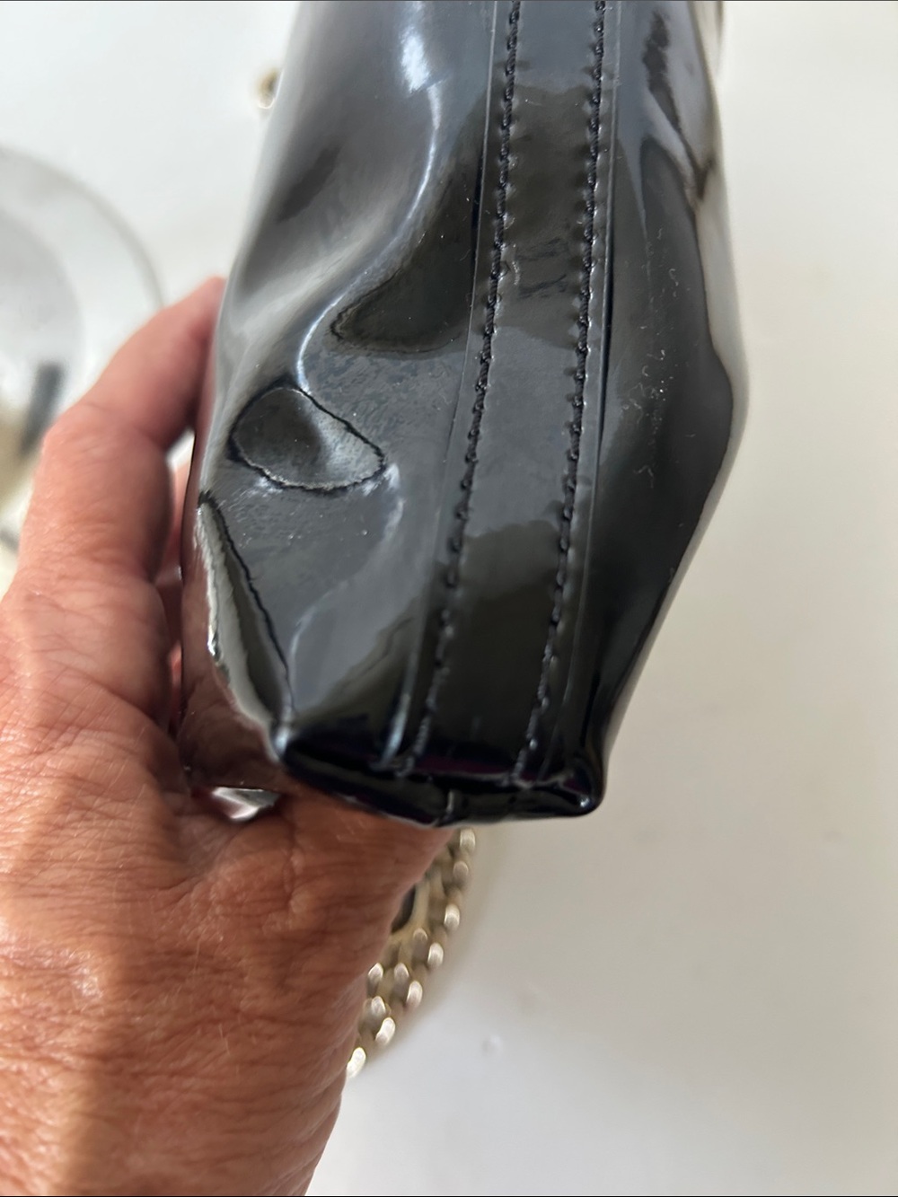 kate spade Black Patent Leather Shoulder Bag Minimalist So Cute! - Picture 8 of 16